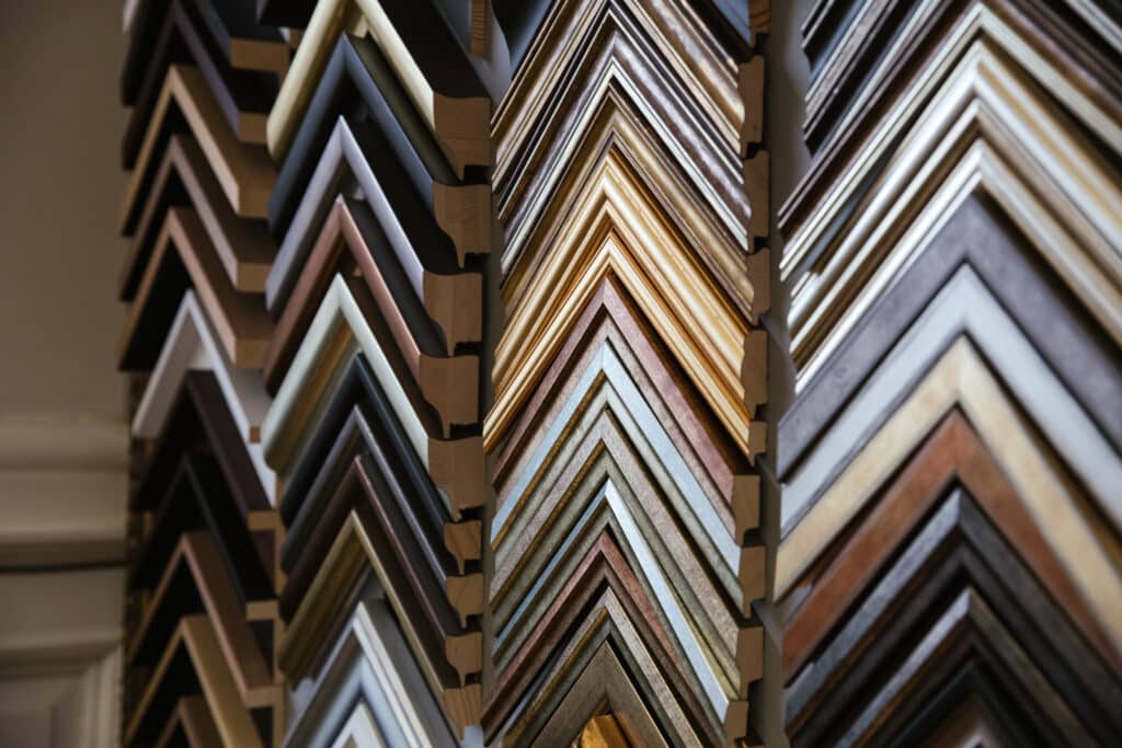 Board showing a selection of picture framing chevrons.